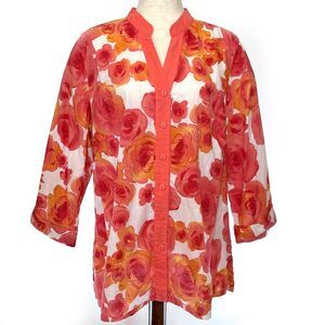 Lily Stanhope Orange Floral Cotton Tunic 1X